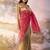 Pink and brown designer lace organza saree with blouse