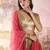 Pink and brown designer lace organza saree with blouse
