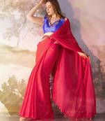 pink chiffon designer saree with blouse