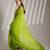 green chiffon saree with tassels and blouse