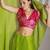 green chiffon saree with tassels and blouse