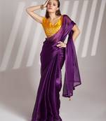 Indigo designer organza saree with blouse