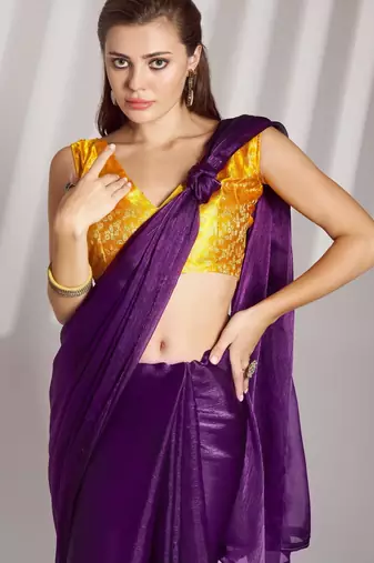 Indigo designer organza saree with blouse