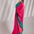 pink and turquoise blue chiffon designer saree with blouse
