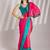pink and turquoise blue chiffon designer saree with blouse