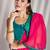 pink and turquoise blue chiffon designer saree with blouse