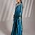 Teal blue solid organza saree with designer blouse piece