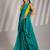 sea green solid chiffon saree with contrast blouse piece
