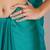 sea green solid chiffon saree with contrast blouse piece