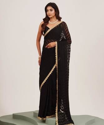 Black embellished brasso saree with blouse 1