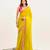 Yellow embellished designer lace satin saree with blouse