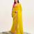 Yellow embellished designer lace satin saree with blouse