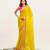 Yellow embellished designer lace satin saree with blouse