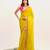 Yellow embellished designer lace satin saree with blouse
