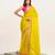 Yellow embellished designer lace satin saree with blouse