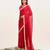 red embellished sequinned chiffon saree with blouse