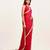 red embellished sequinned chiffon saree with blouse
