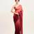 Maroon ombre beads and stones satin saree with blouse