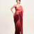 Maroon ombre beads and stones satin saree with blouse