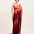 Maroon ombre beads and stones satin saree with blouse