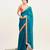 teal blue sequinned chiffon saree with blouse