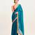 teal blue sequinned chiffon saree with blouse