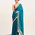 teal blue sequinned chiffon saree with blouse