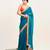 teal blue sequinned chiffon saree with blouse