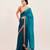 teal blue sequinned chiffon saree with blouse
