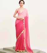 pink ombre dyed sequinned chiffon saree with blouse