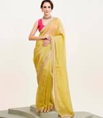 Yellow sequinned designer saree with blouse