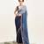 Blue ombre beads and stones embellished saree with blouse