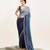 Blue ombre beads and stones embellished saree with blouse