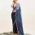 Blue ombre beads and stones embellished saree with blouse