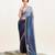 Blue ombre beads and stones embellished saree with blouse