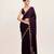 Wine beads and stones satin embellished saree with blouse