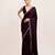 Wine beads and stones satin embellished saree with blouse