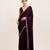 Wine beads and stones satin embellished saree with blouse