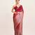 Maroon ombre beads and stones satin saree with blouse