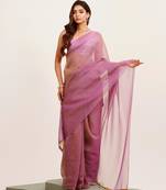 Lavender designer tissue saree with blouse