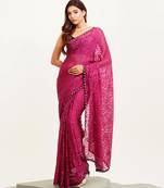 Wine designer brasso saree with blouse
