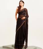 Black embellished beads and stones saree with blouse