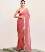 Pink designer tissue saree with blouse