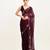 Wine beads and stones satin embellished saree with blouse