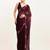 Wine beads and stones satin embellished saree with blouse