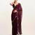 Wine beads and stones satin embellished saree with blouse
