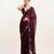 Wine beads and stones satin embellished saree with blouse