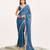 Blue embellished georgette saree with blouse