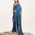 Blue embellished georgette saree with blouse
