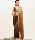 ombre beads and stones satin saree with blouse